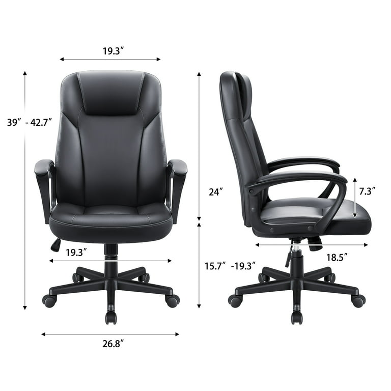 Homall Mid Back Executive Office Chair Swivel Computer Task Chair with  Armrests, Ergonomic Leather-Padded Desk Chair with Lumbar Support, Black 