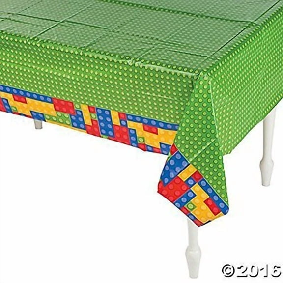 PURELY- Plastic Color Brick Party Tablecloth 54" X 108"