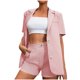 thumbnail image 1 of Pantalones Cortos Para Mujer, 2 Piezas, Blusa de Manga Corta Sólida A La Moda, Abrigo Y Bolsillos de Cintura Alta, Conjuntos de Pantalones Odeerbi ODB166434, 1 of 9