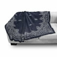 thumbnail image 3 of Paisley Soft Flannel Fleece Throw Blanket, Pattern with Middle Eastern Influences Image, Cozy Plush for Indoor and Outdoor Use, 70" x 90", Dark Blue White, by Ambesonne, 3 of 6