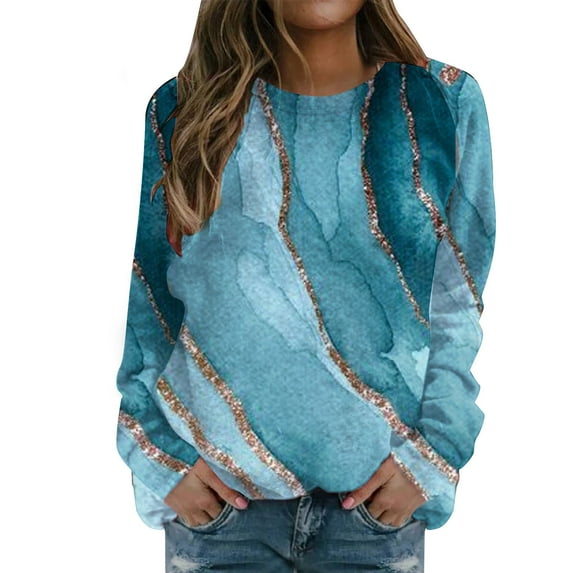 Long Sleeve Tops O Neck Loose Pullover Women Graphic Sweatshirts Comfy Retro Tops Daily Tops Tunic Sweatshirts
