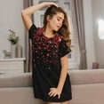thumbnail image 3 of Naloa Red Glitter1 Print Women Nightgowns,Womens Loungewear,Short Sleeve Sleepwear,Comfy Ladies Nightdress, 3 of 6