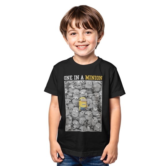Boy's Despicable Me Minions One In A Minion Color Pop Out Graphic Tee Black Medium