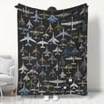 thumbnail image 2 of Contemporary Military Jet Aircraft Flannel Throw Blanket, Hypoallergenic, All-Season Multipurpose Knitted Polyester Bedding, Soft Comfortable, 2 of 6