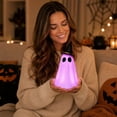 thumbnail image 5 of Lighted Halloween Ghost Decoration with Remote Control, Color Changing LED Spooky Ghost Ornament for Tabletop, Mantel, Shelf, Entryway, Bedroom, Party and House Decor, White, 5 of 6