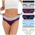 thumbnail image 6 of Womens Underwear High Waist 5PC Solid Knickers Underpants Bikini Patchwork Brief Panties, 6 of 7