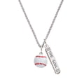 thumbnail image 1 of Delight Jewelry Silvertone Large White Enamel Baseball Silvertone Hope Anchors the Soul Bar Charm Necklace, 23", 1 of 4