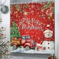 thumbnail image 4 of Red Christmas Shower Curtain Xmas Balls Bathroom Curtain Snowman Waterproof Fabric Bath Decor with Hooks 72"x72", 4 of 5
