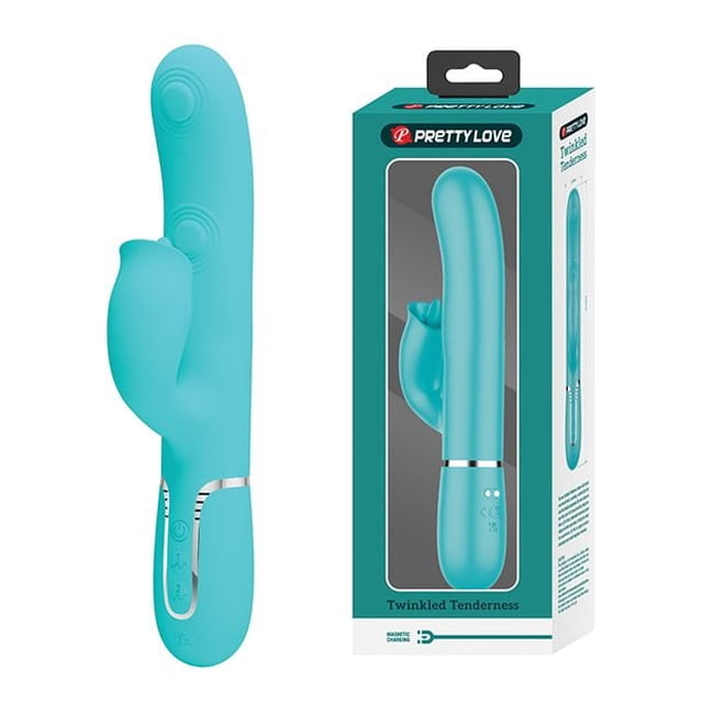 Pretty Love Gigi 3 in 1 Twinkled Tenderness Rabbit Vibrator, Aqua