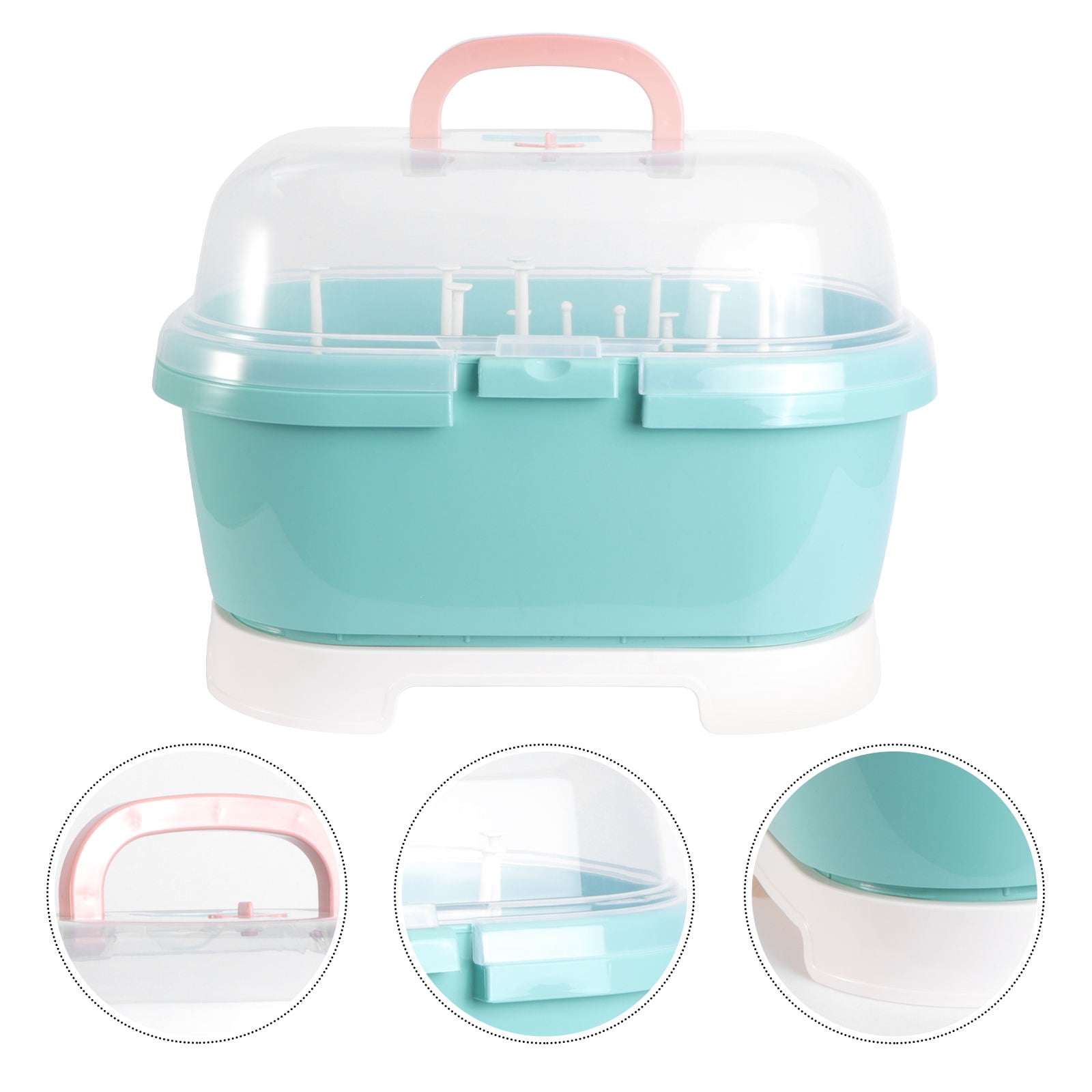 Masteelf Baby Bottle Storage Box with Cover for Home and Outdoor Use Made of PP Material Green 7.8x5.9x11.8 Inches