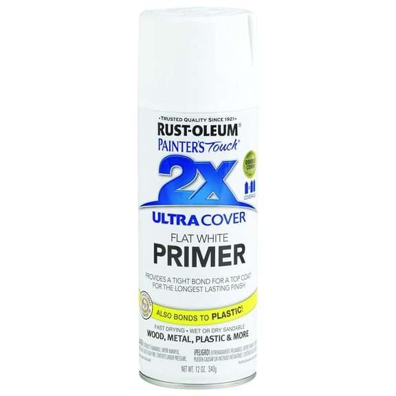 Rust-Oleum 249058 Painter's Touch 2X Ultra Cover Primer, Flat White, 12 Ounce
