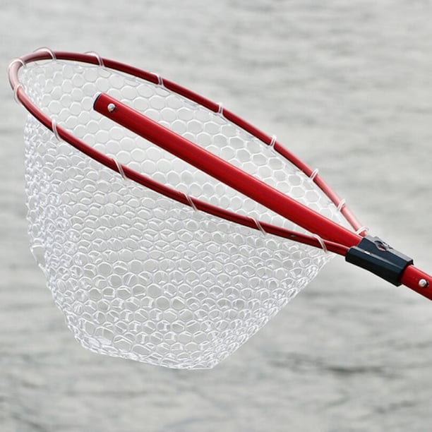 Greeniant Malla sin nudos con asa telescópica extensible de aluminio para red de pesca Pescar Rojo