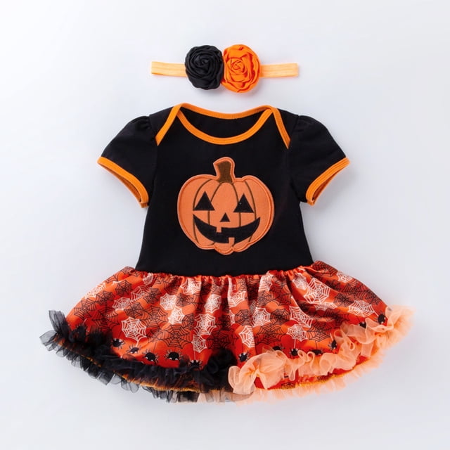 Disfraz de bebé niña niño Mi primer Halloween Ropa estampada Body para recién nacido Conjunto de vestido Disfraz de calabaza para bebé Ropa de Halloween para niño pequeño
