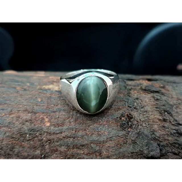 Cats Eye Ring Solid Silver Ring Signet Ring Cat's Eye Men's Ring Gift For Boys