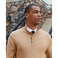thumbnail image 3 of Kallspin Men's Mock Neck Sweater Wool Blend Midweight Quarter-Button Long Sleeve Knit Pullover(Coffee,Medium), 3 of 6