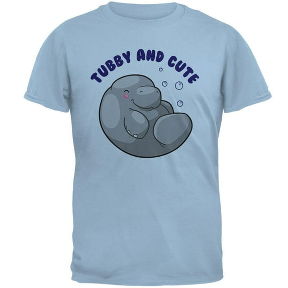 Manatee Tubby And Cute Chubby Sea Potato Mens T Shirt Light Blue SM