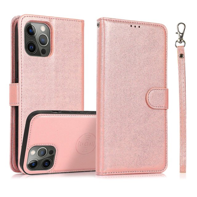 Funda tipo cartera de PU con tapa para iPhone 14 Pro, con cordón, ranuras para tarjetas, función atril, compatible con carga magnética, anticaídas y protección total.