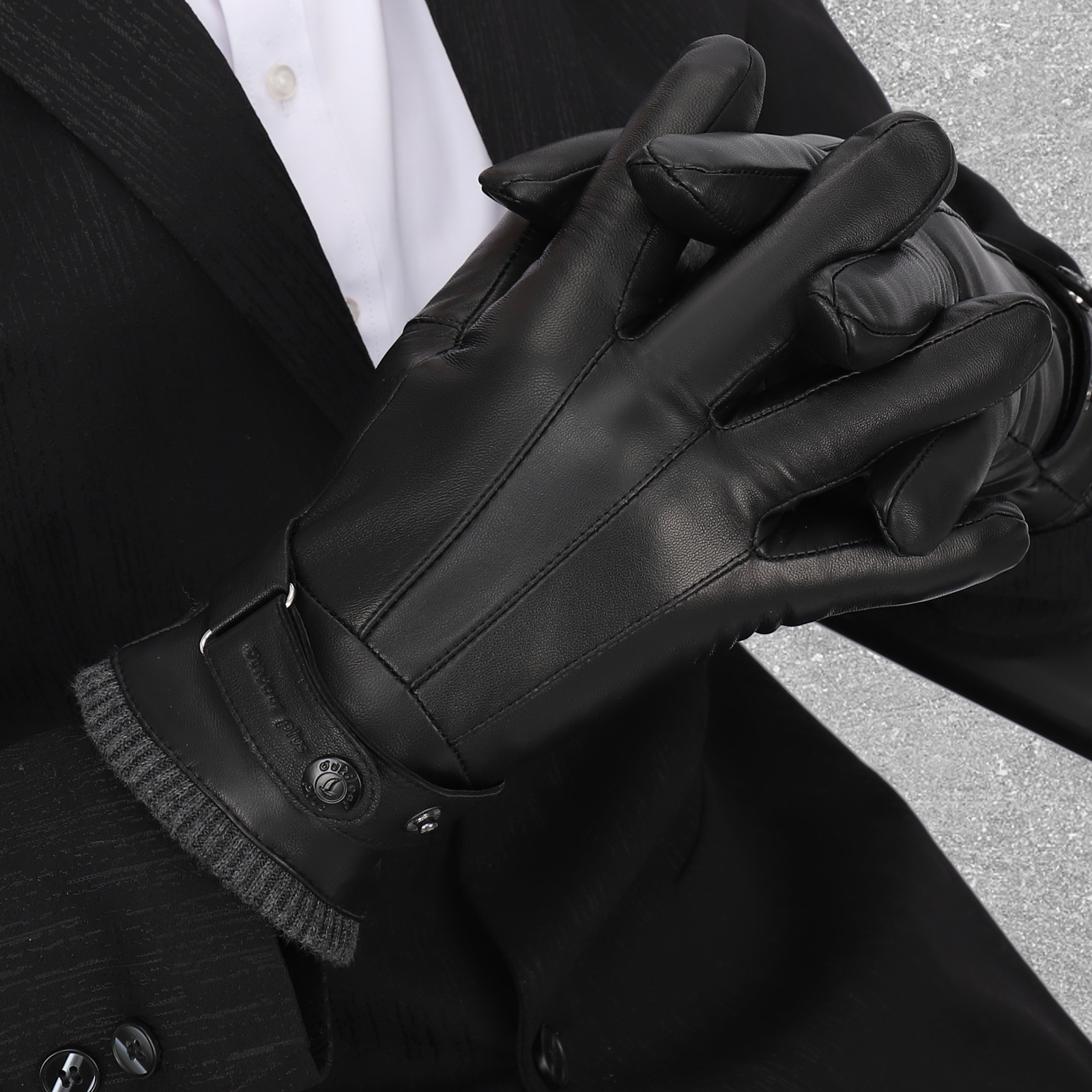 Leather Gloves for Men,Mens Winter Leather Driving Gloves Touchscreen for Gift - image 4 of 10