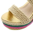 thumbnail image 3 of SACFOF Espadrille Wedge Sandals for Women Braided Silk Ribbon Platforms Open Toe Buckle Ankle Strap Summer High Heels Wedding Shoes, 3 of 6