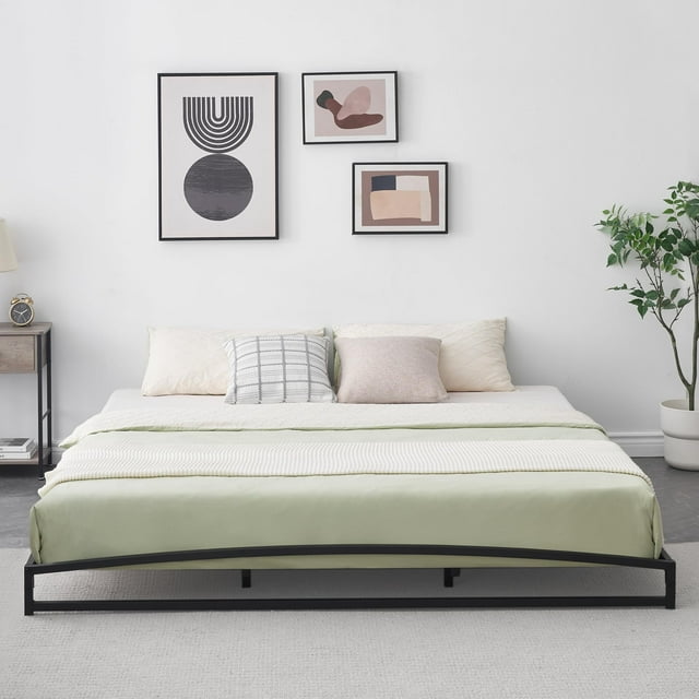 Low Bed Frame Twin Size, 6 Inch Heavy Duty Metal Platform Bed Frame Low Profile, Mattress Foundation, No Box Spring Needed, Noise-Free, Non-Slip, Easy Assembly, Black