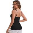 thumbnail image 2 of DARING DIVA Women's Spaghetti Straps Flowy Pleated Front Camisole Tops M Black, 2 of 6