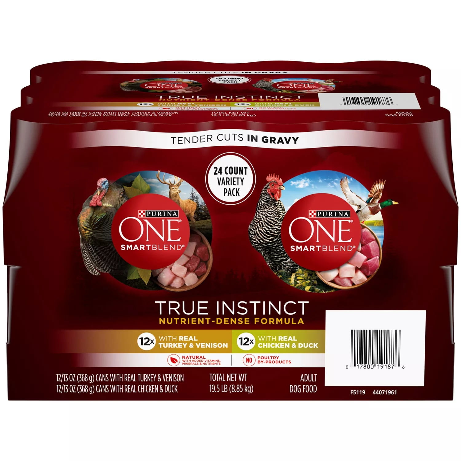 Purina One Natural Gravy Wet Dog Food Variety Pack, 13 Ounce Cans (Pack