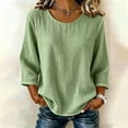 thumbnail image 2 of jjayotai Cotton Linen Tops for Women Crew Neck Loose Fit Long Sleeve Shirts Casual Fall Blouses Work Weekend Travel, 2 of 6