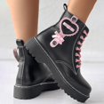 thumbnail image 3 of NECHOLOGY Botas Mujer Adulto Femenino Zapatos Botines de mujer Girly Pink Love Boots Botas de estilo británico de suela gruesa de otoño para mujer Botas de cuero (Red, 6.5), 3 of 7