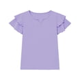 thumbnail image 3 of Asxite Toddler Girls Tshirt Ruffle Sleeve V Neck Casual Breathable Summer Tops 2-12Y, 3 of 7