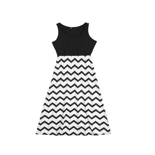 Mother and Daughter Casual Boho Stripe Maxi Dress Mom&Kid Matching Set Outfits