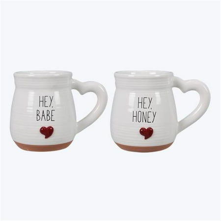 

Youngs 72149 Ceramic Mug with Heart Design Assorted Color - 2 Piece