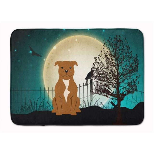 Carolines Treasures BB2237RUG Halloween Scary Bull Terrier Brown Machine Washable Memory Foam Mat