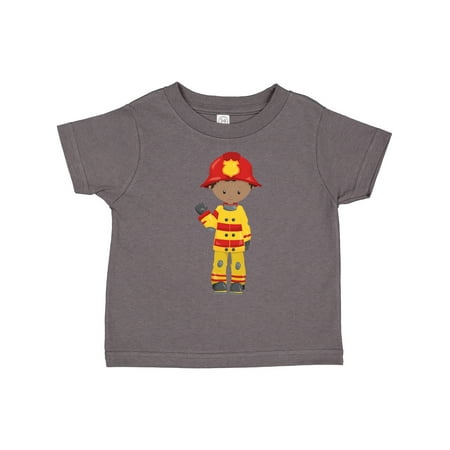 

Inktastic African American Boy Fireman Firefighter Helmet Gift Toddler Boy Girl T-Shirt