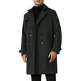 thumbnail image 1 of Abrigo Trench Chic de Invierno para Hombre, Doble Botonadura, Solapa Notch, Largo, Color Negro, 1 of 6
