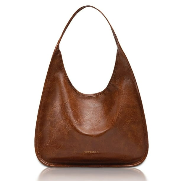 Bolso de hombro Hobo Purse NEWBELLA de piel sintética, color marrón