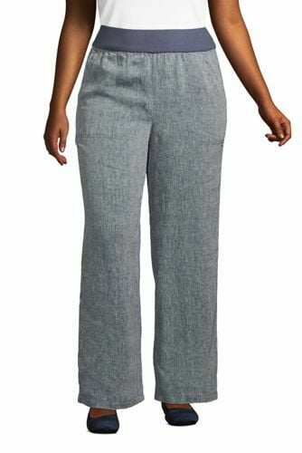 Wide Leg Linen Pants Indigo Linen 22W 