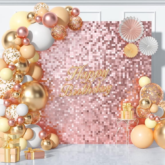 48pcs Rose Gold Shimmer Wall Panels Birthday Wedding Backdrop