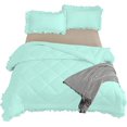 thumbnail image 6 of DNG Creations 1 Piece Ruffle Diamond Comforter All Season 550 GSM California King Size - 800 Threads Count, 100% Egyptian Cotton Solid Auqa Blue Colour, 6 of 7