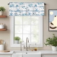 thumbnail image 2 of Curtain Valance for Windows, Summer Ocean Starfish Shell Fish Kitchen Valances Rod Pocket Short Curtains, Watercolor Blue Stripes Window Valance for Bedroom Bathroom Living room 60x18in, 2 of 9