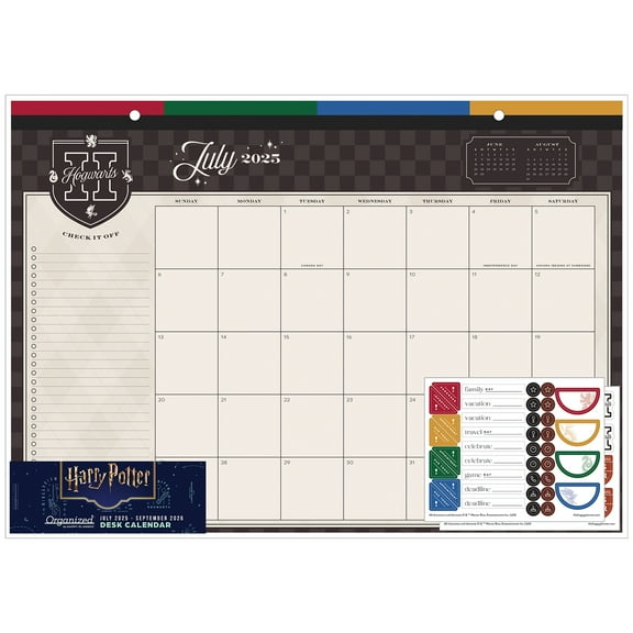 Organized by Happy Planner, Harry Potter Ivy League Small Dated Desk Calendar (17" x 12"), 15 Month July 2025-September 2026