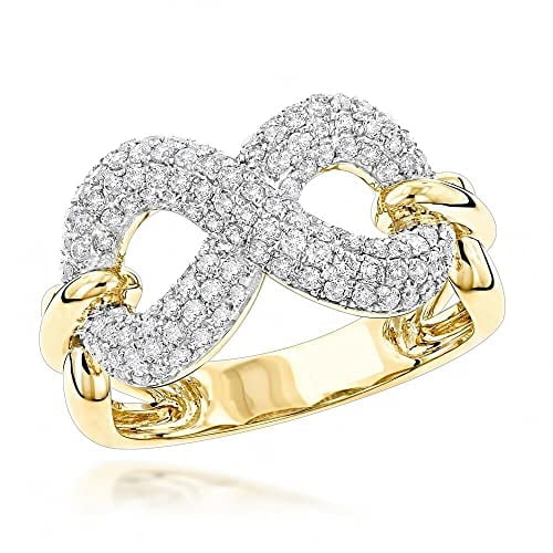 HeartsAndYou 3.5ct Round Cut Moissanite Infinity Design Engagement Ring for Women 18k Yellow Gold over Silver Stylish
