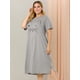 thumbnail image 4 of Women's Plus Size Nightgown Cat Print with Pocket Sleep Dress Sleepwear Gray 3X, 4 of 6
