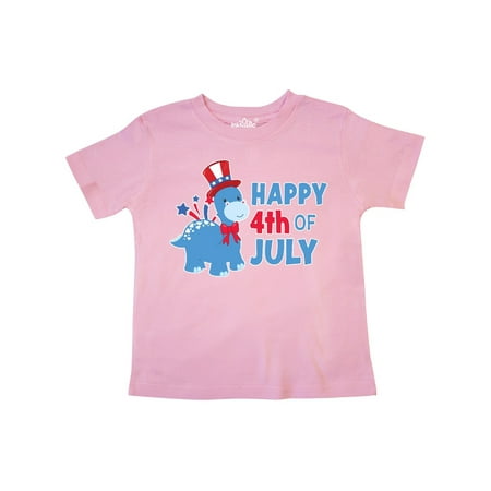 

Inktastic Happy 4th of July with Blue Dinosaur Gift Toddler Boy or Toddler Girl T-Shirt