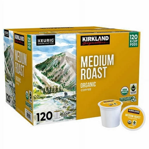 Kirkland Signature, Medium Blend, Organic Medium Roast Coffee, Recyclable K-Cup Pods, 120-count