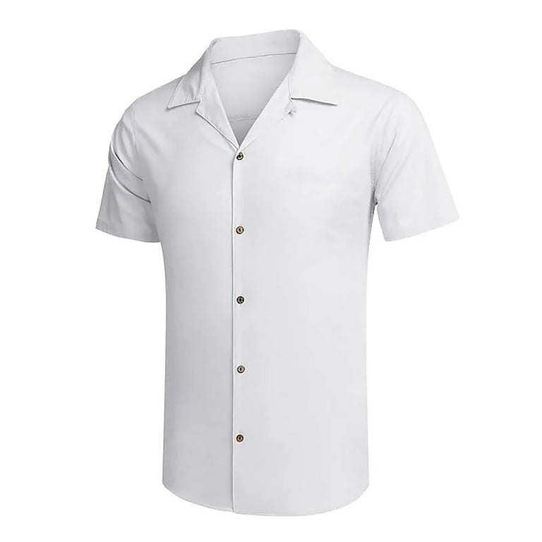 XMMSWDLA Men's Linen Button Down Shirt Short Sleeve Casual Button UP Beach  Summer Shirts White Men's Athletic Shirts & Tees