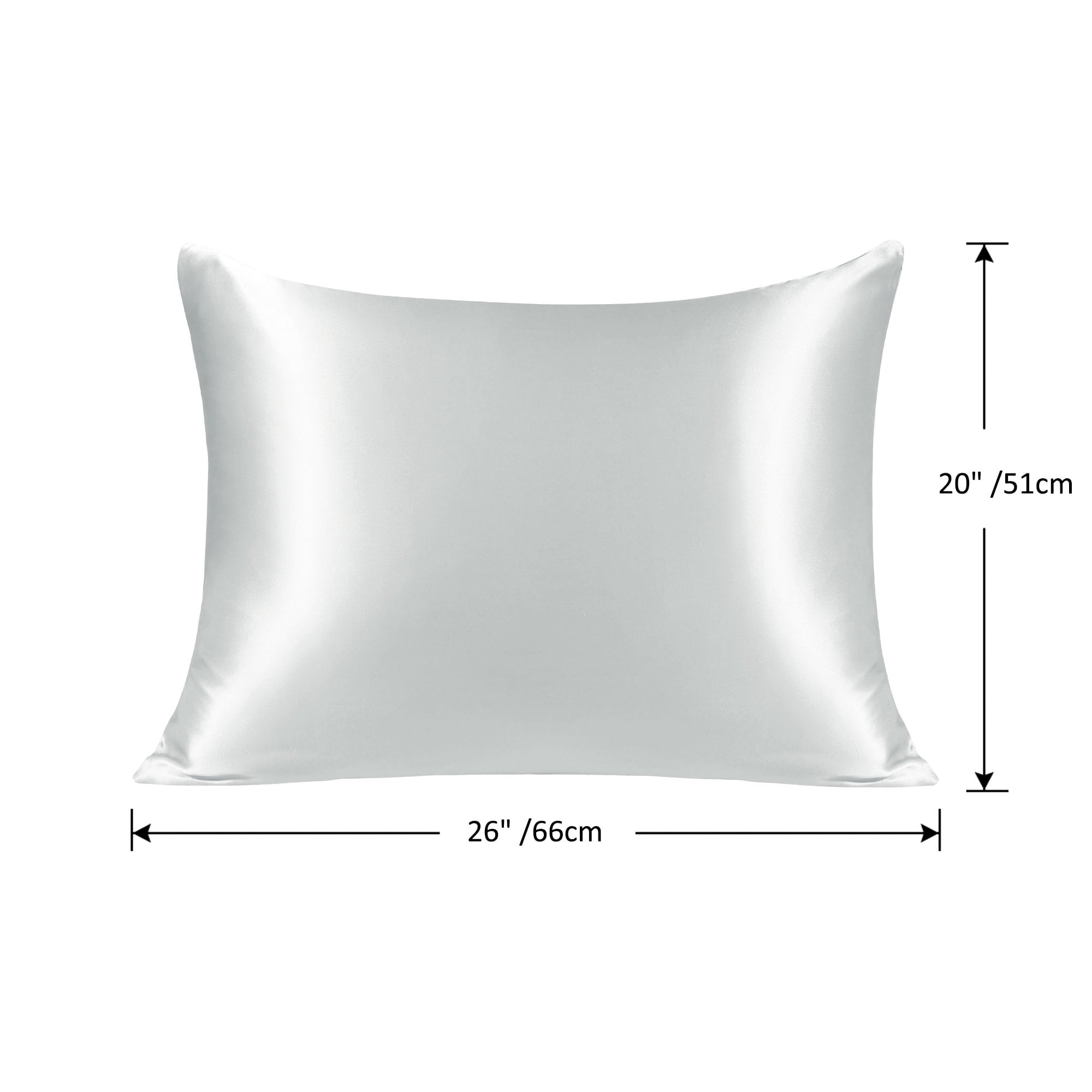 PiccoCasa 1 Pc 19 Momme Silk Pillowcase with Hidden Zipper Jumbo Silver
