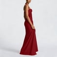 thumbnail image 4 of jtjvou Women's Halter Twist Knot Maxi Dress Draped Ribbon Ruched Cocktail Dress Sheer Mesh Bodycon Formal Dresses Red L, 4 of 5