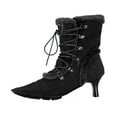 thumbnail image 3 of PEERAGE Viola Women Wide Width Fleece Lined Suede Dress Boots with Zipper BLACK 5.5, 3 of 6