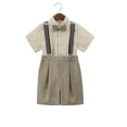 thumbnail image 5 of OSOLU Children Boys Outfits Short Sleeve Striped Shirts with Suspenders Summer Formal Wear Performance Comfortable Breathable Beach Vacation Clothing Sets, 5 of 5