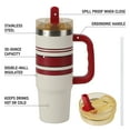 thumbnail image 5 of Ozark Trail 30 oz Stainless Steel Insulated Varsity Tumbler with Handle, White and Red and Black Stripes, 5 of 10